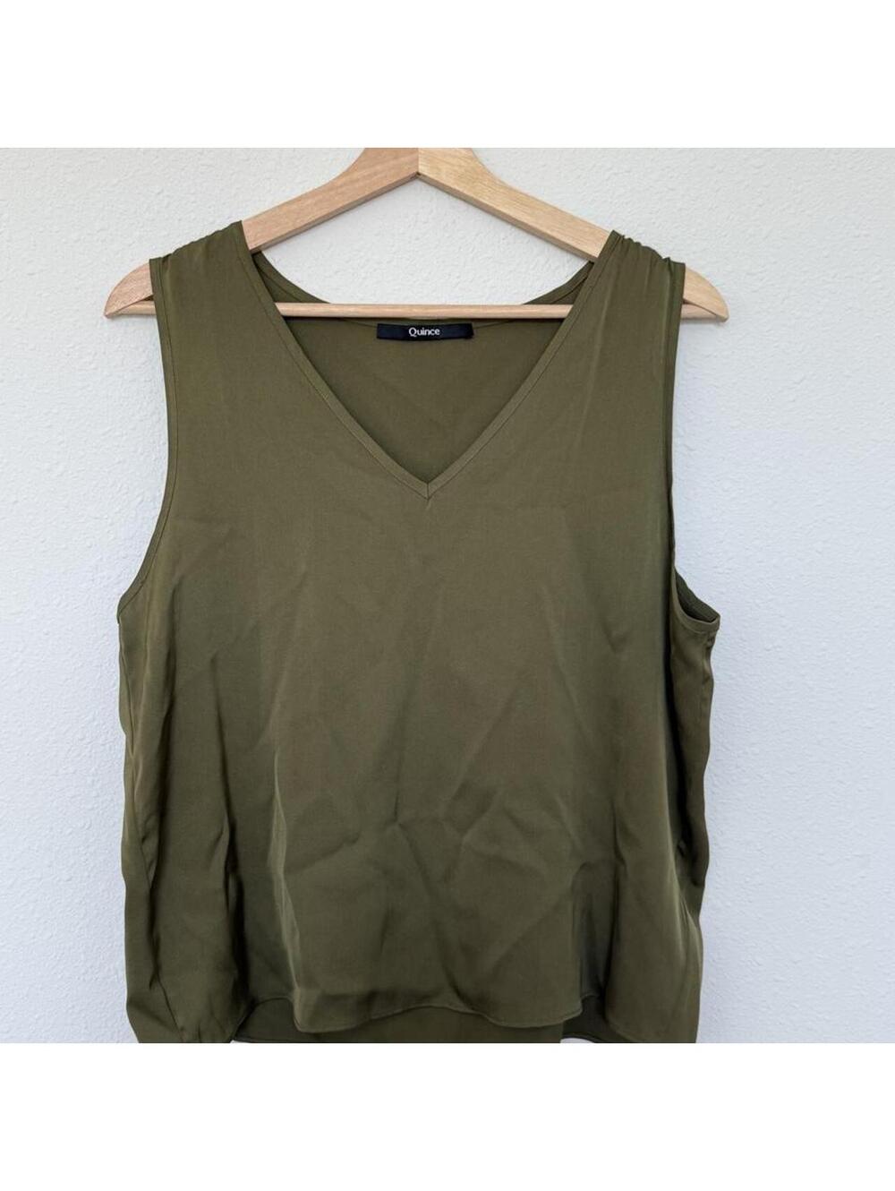 Quince Women's Green and Khaki Blous